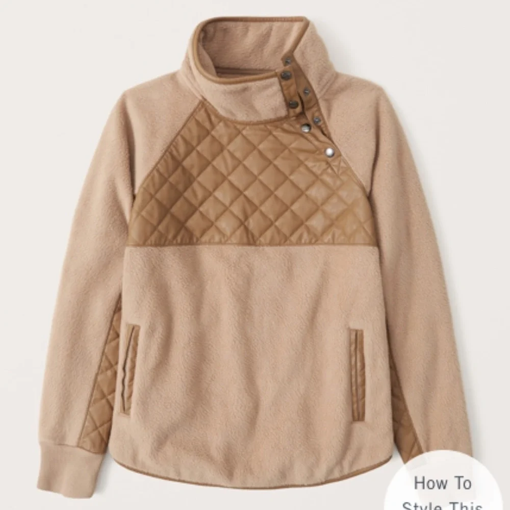 ABERCROMBIE & FITCH Asymmetrical Snap-Up Fleece Jacket, Size XS - Picture 4 of 7